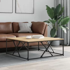    sonoma tölgy színű szerelt fa dohányzóasztal 100x100x40 cm