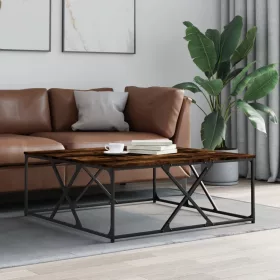    füstös tölgy színű szerelt fa dohányzóasztal 100x100x40 cm