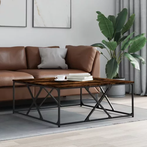  füstös tölgy színű szerelt fa dohányzóasztal 100x100x40 cm