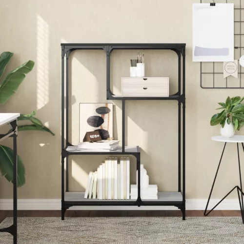  szürke sonoma szerelt fa és acél könyvespolc 81x36x115 cm