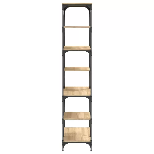  sonoma tölgy színű szerelt fa és acél könyvespolc 91x36x176 cm