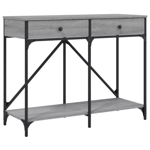  szürke sonoma színű szerelt fa tálalóasztal 100 x 39 x 78,5 cm