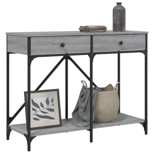  szürke sonoma színű szerelt fa tálalóasztal 100 x 39 x 78,5 cm