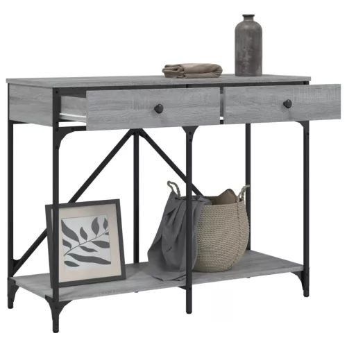  szürke sonoma színű szerelt fa tálalóasztal 100 x 39 x 78,5 cm