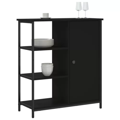  fekete szerelt fa tálalószekrény 70 x 30 x 80 cm