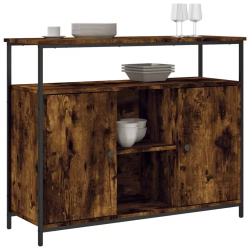  füstös tölgy színű szerelt fa tálalószekrény 100 x 35 x 80 cm