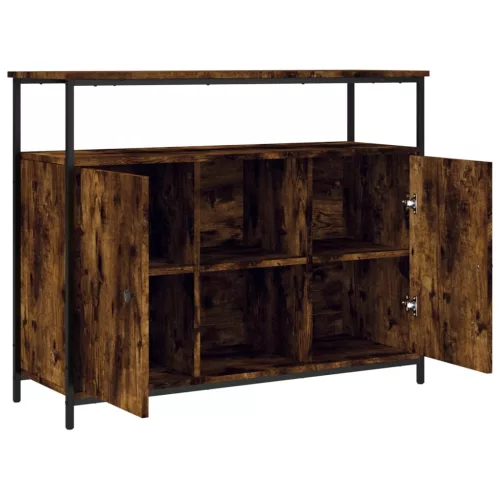  füstös tölgy színű szerelt fa tálalószekrény 100 x 35 x 80 cm