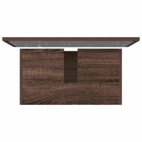  2 részes barna tölgy színű szerelt fa fürdőszobai bútorszett