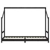  fekete tömör fenyőfa gyerekágykeret 80 x 200 cm