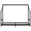  fekete tömör fenyőfa gyerekágykeret 90 x 200 cm
