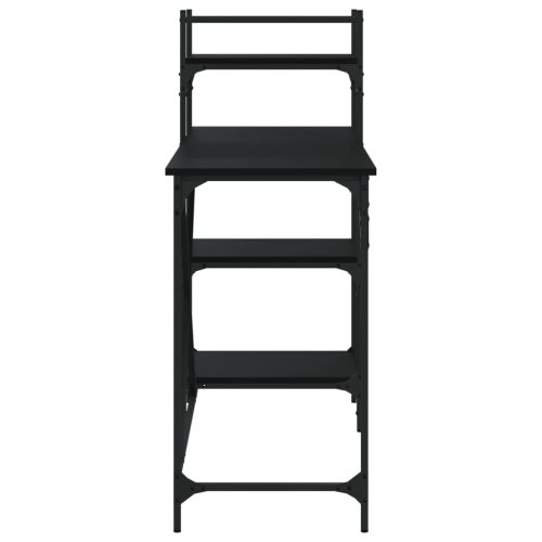  fekete számítógépasztal polcokkal 120x47x109 cm