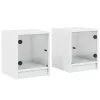  2 db fehér éjjeliszekrény üveg ajtóval 35 x 37 x 42 cm