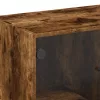  füstös tölgy színű kisszekrény üvegajtókkal 68 x 37 x 75,5 cm