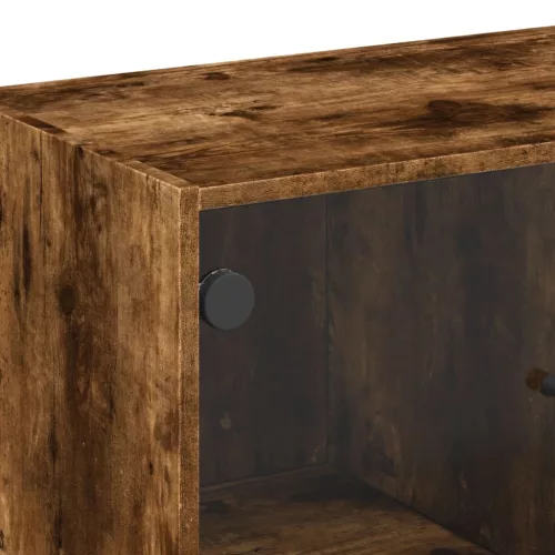  füstös tölgy színű kisszekrény üvegajtókkal 68 x 37 x 75,5 cm