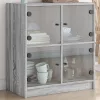  szürke sonoma színű kisszekrény üvegajtókkal 68 x 37 x 75,5 cm