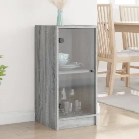    szürke sonoma színű kisszekrény üvegajtókkal 35 x 37 x 75,5 cm