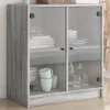  szürke sonoma színű kisszekrény üvegajtókkal 68 x 37 x 75,5 cm