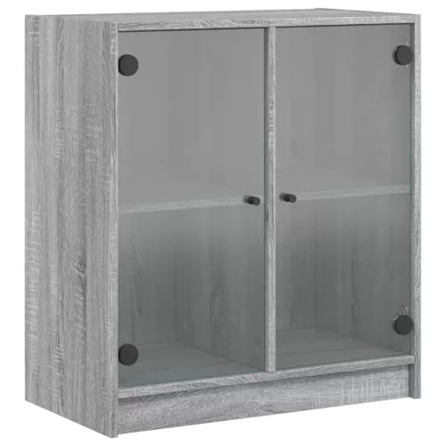  szürke sonoma színű kisszekrény üvegajtókkal 68 x 37 x 75,5 cm