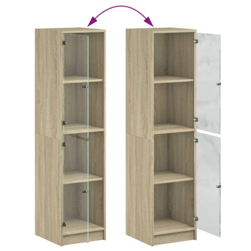  sonoma tölgy színű magasszekrény üvegajtókkal 35 x 37 x 142 cm