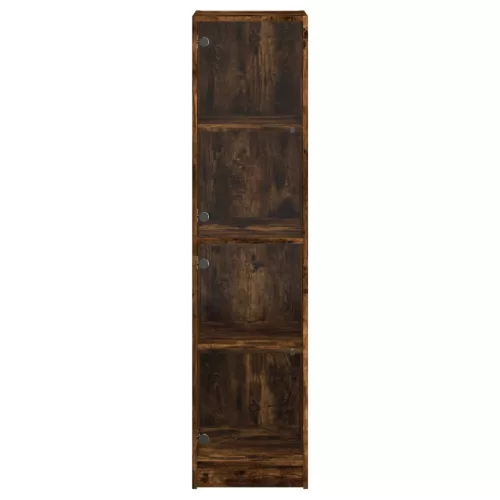  füstös tölgy színű magasszekrény üvegajtókkal 35 x 37 x 142 cm