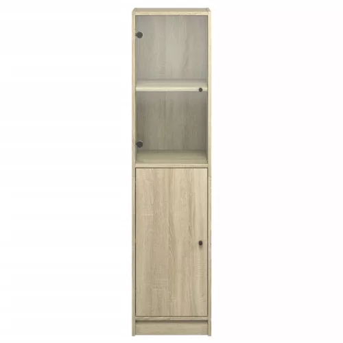  sonoma tölgy színű magasszekrény üvegajtóval 35 x 37 x 142 cm