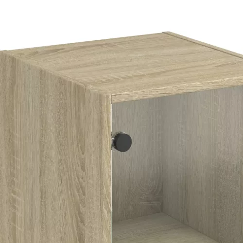  sonoma tölgy színű magasszekrény üvegajtóval 35 x 37 x 142 cm