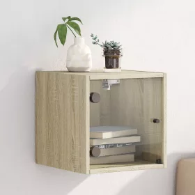    sonoma tölgy színű éjjeliszekrény üvegajtóval 35 x 37 x 35 cm