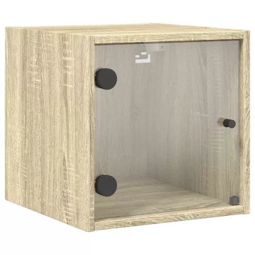  sonoma tölgy színű éjjeliszekrény üvegajtóval 35 x 37 x 35 cm