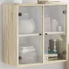  sonoma-tölgyszínű faliszekrény üvegajtókkal 68 x 37 x 68,5 cm