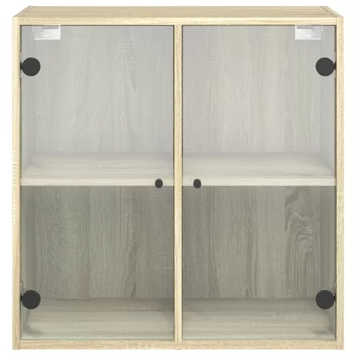  sonoma-tölgyszínű faliszekrény üvegajtókkal 68 x 37 x 68,5 cm