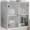  betonszürke faliszekrény üvegajtókkal 68 x 37 x 68,5 cm