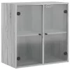  szürke sonoma színű faliszekrény üvegajtókkal 68 x 37 x 68,5 cm