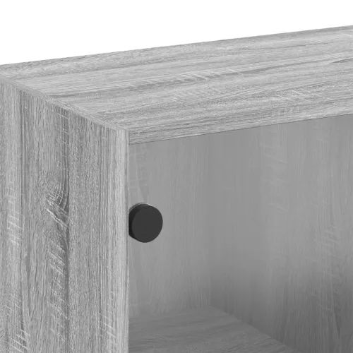  szürke sonoma színű faliszekrény üvegajtókkal 68 x 37 x 68,5 cm