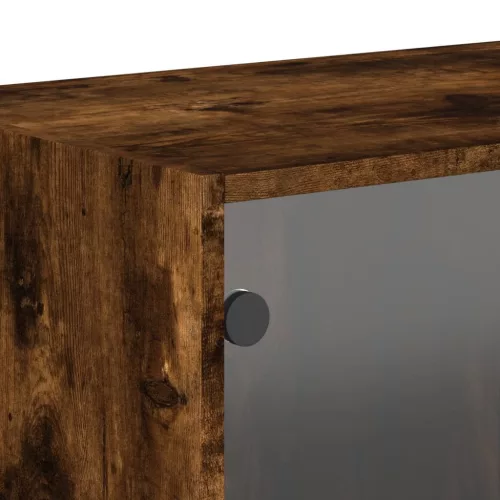  füstös tölgy színű faliszekrény üvegajtókkal 68,5x37x35 cm