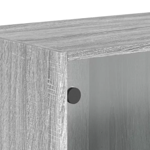  szürke sonoma színű faliszekrény üvegajtókkal 68,5x37x35 cm