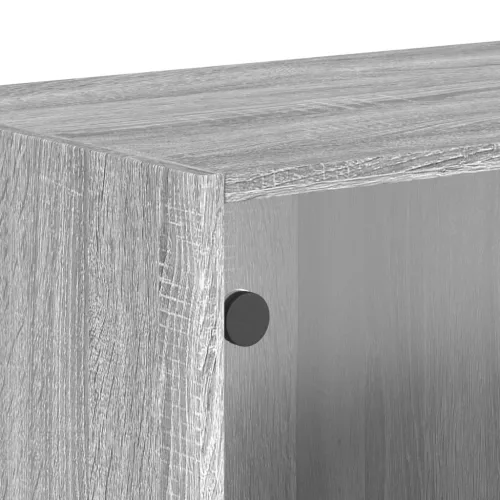  2 db szürke sonoma faliszekrény üvegajtókkal 68,5 x 37 x 35 cm