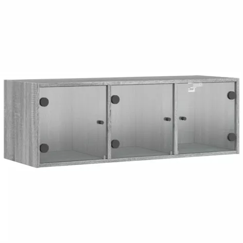  szürke sonoma színű faliszekrény üvegajtókkal 102 x 37 x 35 cm