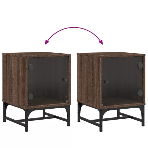  barna tölgy színű éjjeliszekrény üvegajtóval 35 x 37 x 50 cm