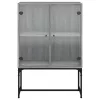  szürke sonoma színű kisszekrény üvegajtókkal 69x37x100 cm