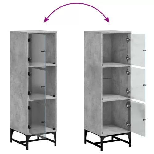  betonszürke magasszekrény üvegajtókkal 35 x 37 x 120 cm