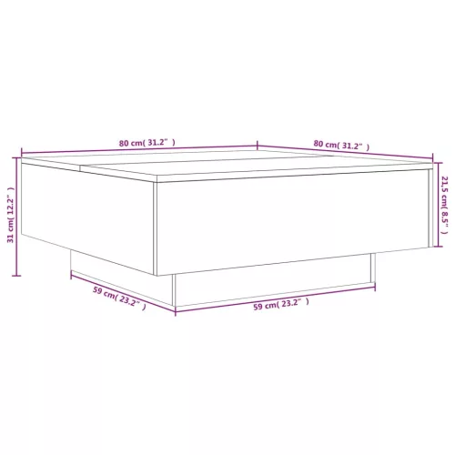  betonszürke szerelt fa dohányzóasztal 80 x 80 x 31 cm