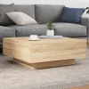  sonoma tölgy színű dohányzóasztal LED-lámpákkal 80 x 80 x 31 cm