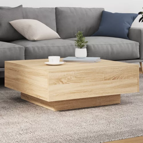  sonoma tölgy színű dohányzóasztal LED-lámpákkal 80 x 80 x 31 cm
