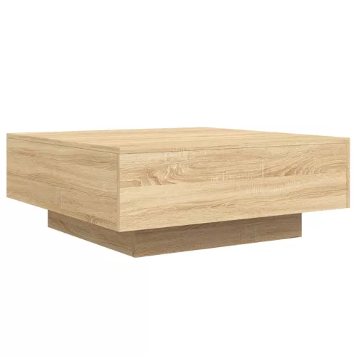  sonoma tölgy színű dohányzóasztal LED-lámpákkal 80 x 80 x 31 cm