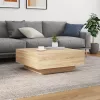  sonoma tölgy színű dohányzóasztal LED-lámpákkal 80 x 80 x 31 cm