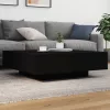  fekete dohányzóasztal LED-lámpákkal 100 x 100 x 31 cm