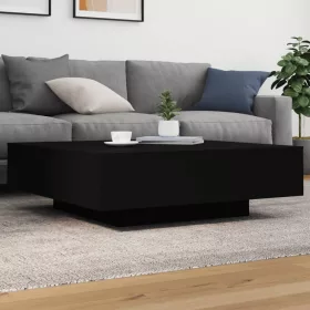  fekete dohányzóasztal LED-lámpákkal 100 x 100 x 31 cm