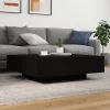  fekete dohányzóasztal LED-lámpákkal 100 x 100 x 31 cm