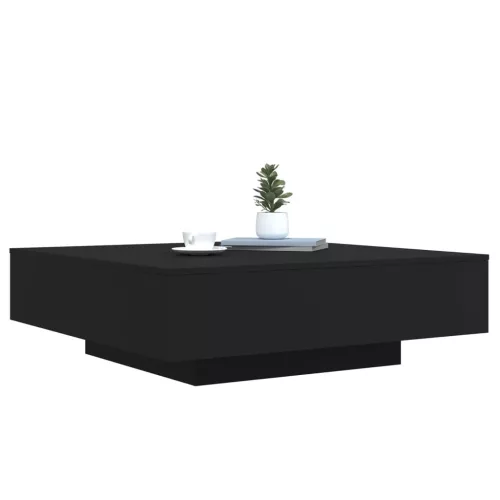  fekete dohányzóasztal LED-lámpákkal 100 x 100 x 31 cm