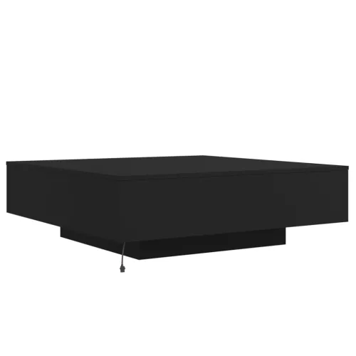  fekete dohányzóasztal LED-lámpákkal 100 x 100 x 31 cm